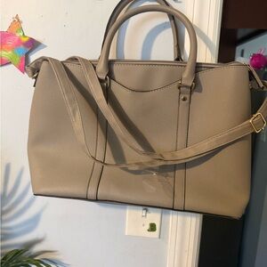 Classic Taupe Tote Bag with Removable Strap